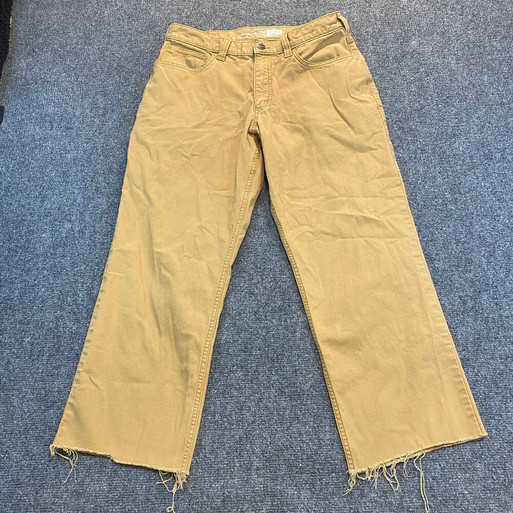 Carhartt Mens 32x26 Rugged Flex Relaxed Fit Khaki Chino Pants Raw Cut Off Hem